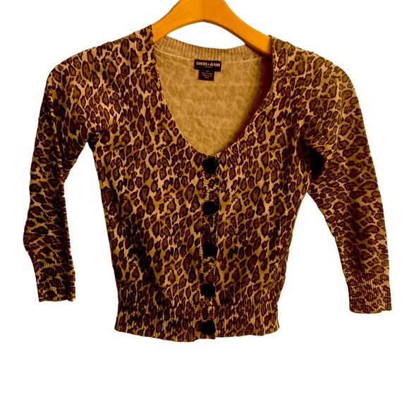 Guess Tops - Guess Leopard Scoop Neck Top